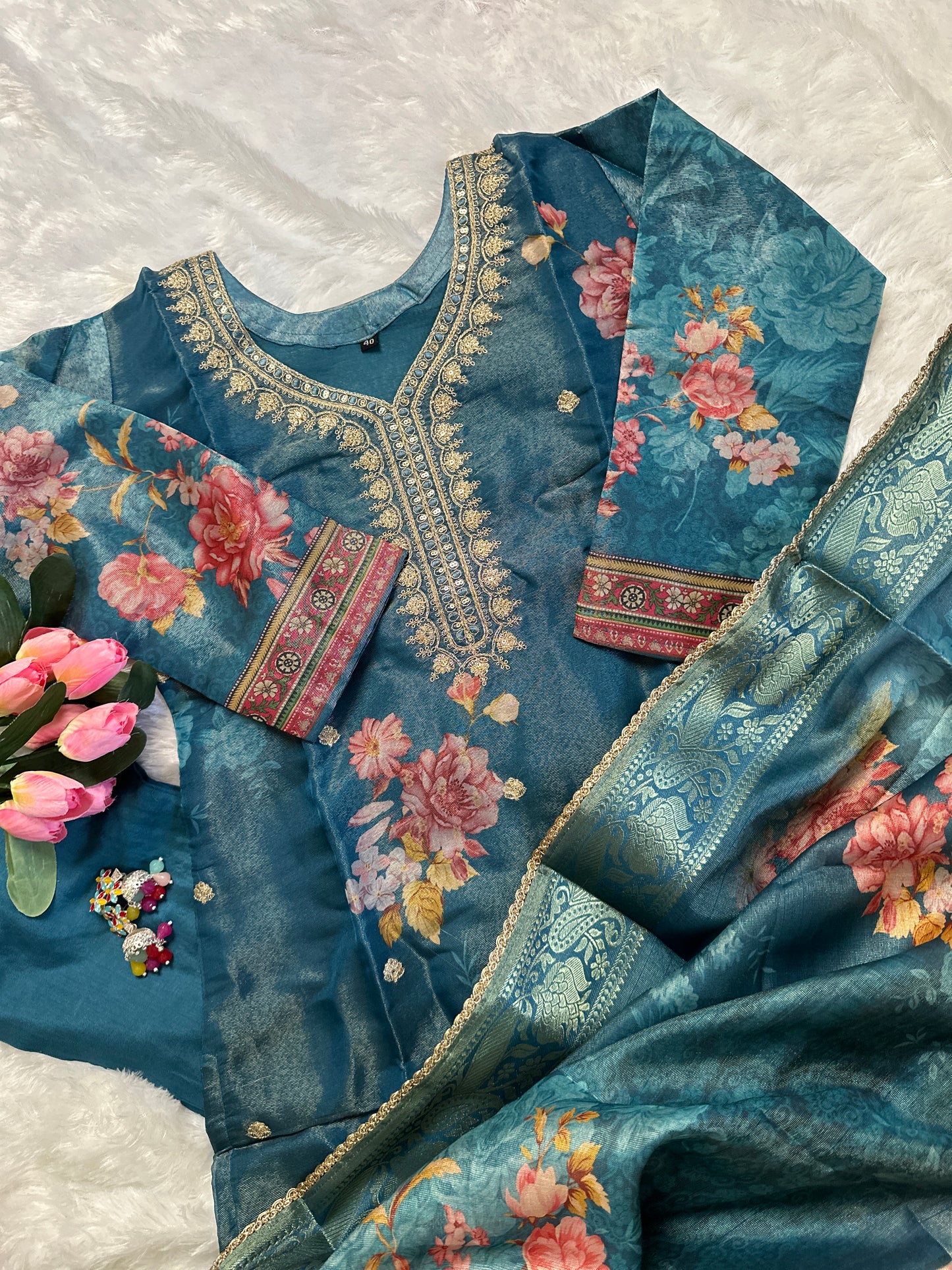 Floral Organza Kurta Set