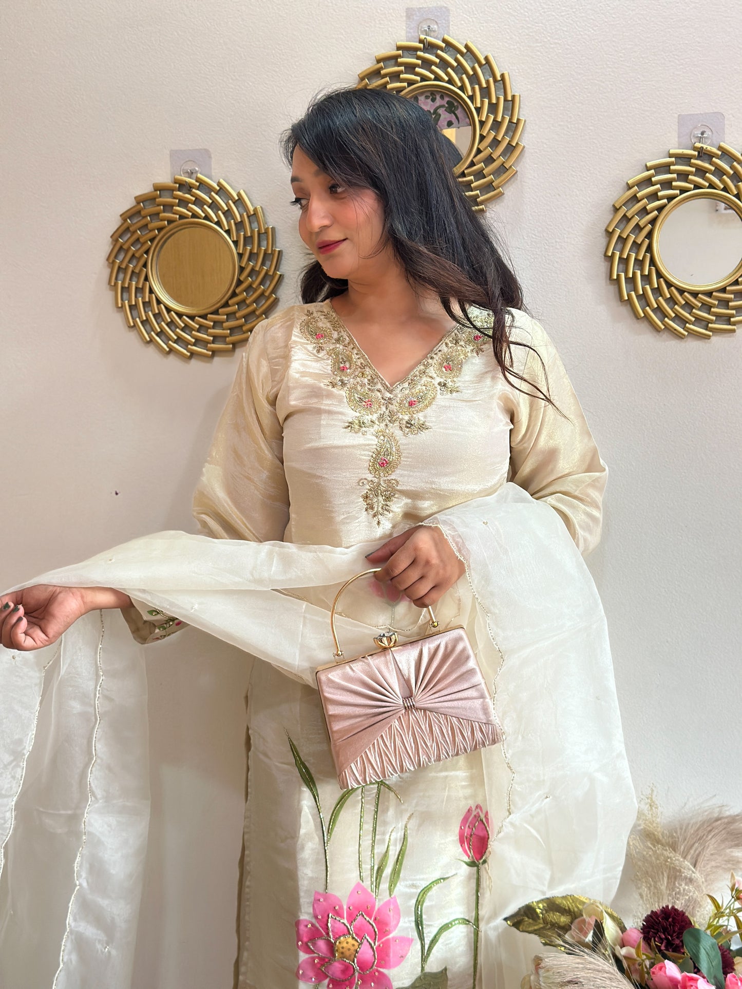 Hand-Painted Silk Kurta Set