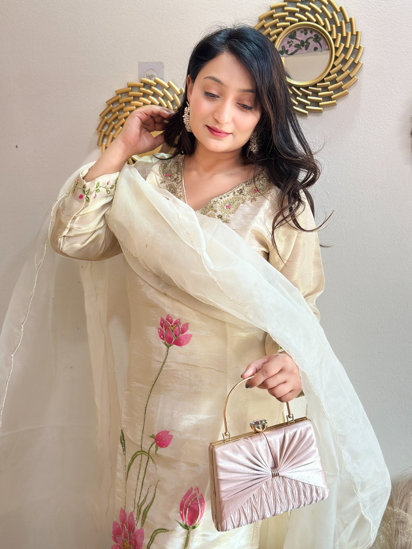 Hand-Painted Silk Kurta Set