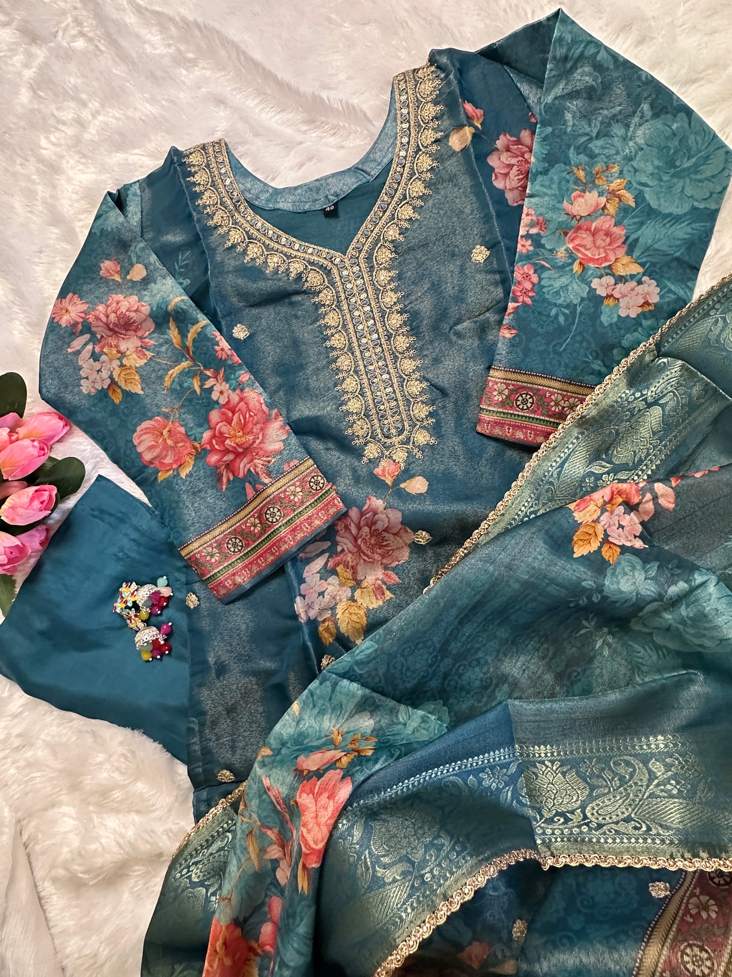 Floral Organza Kurta Set