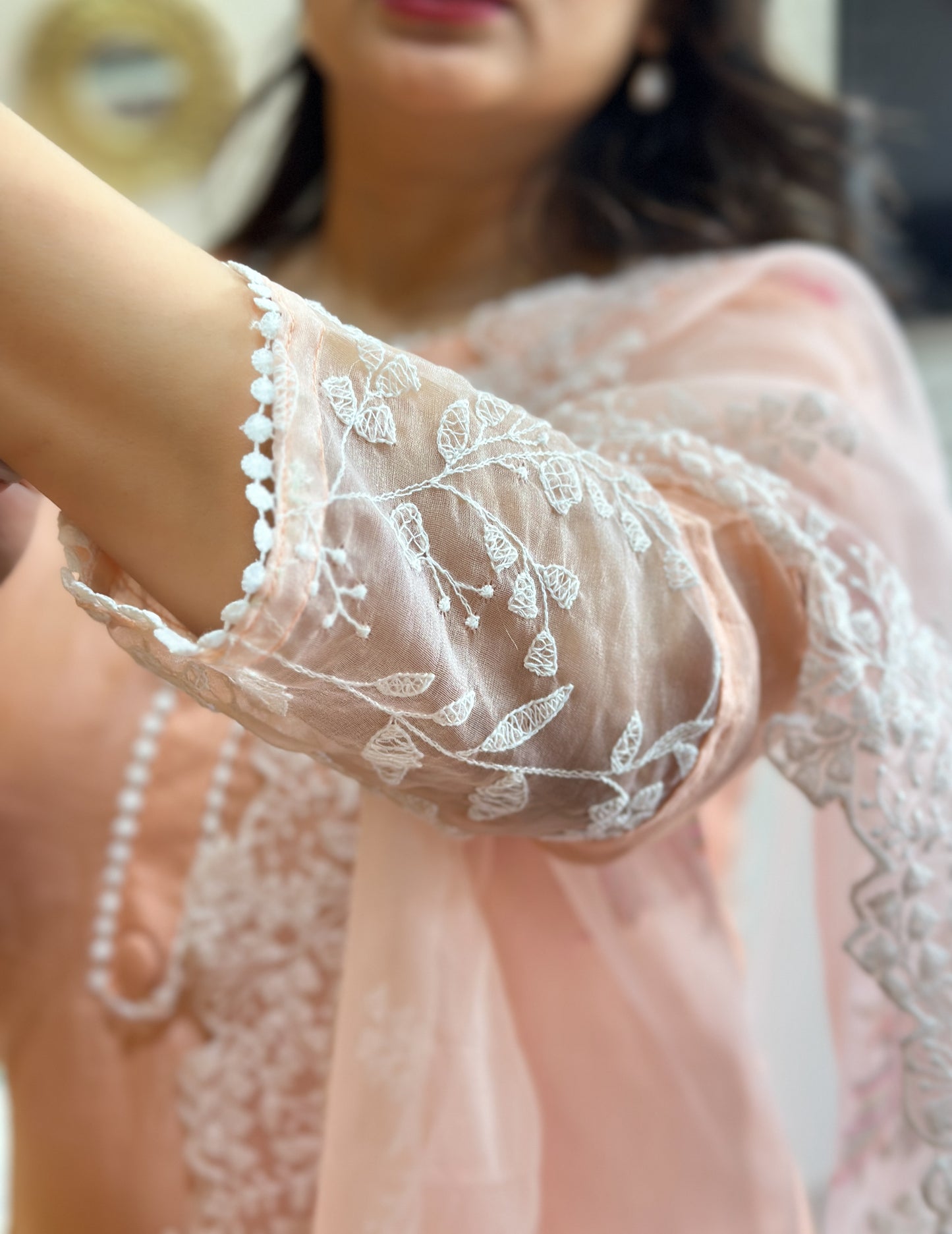 Elegant Dola Silk Kurta Set with Lace Detailing