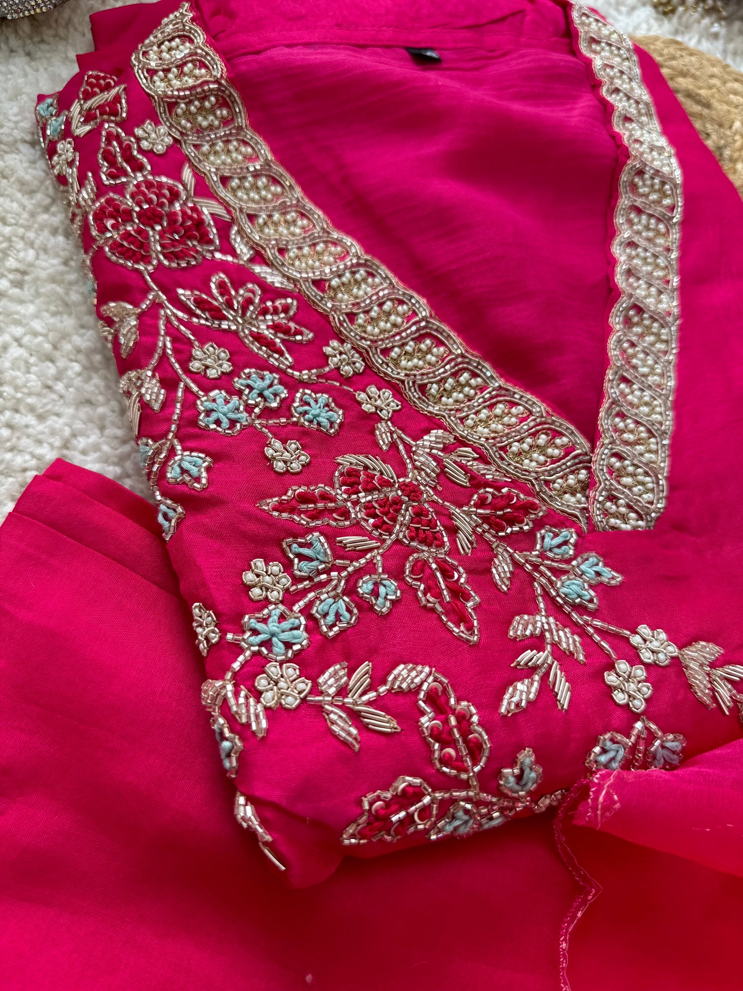 Pink Heavy Embroidered Kurta Set