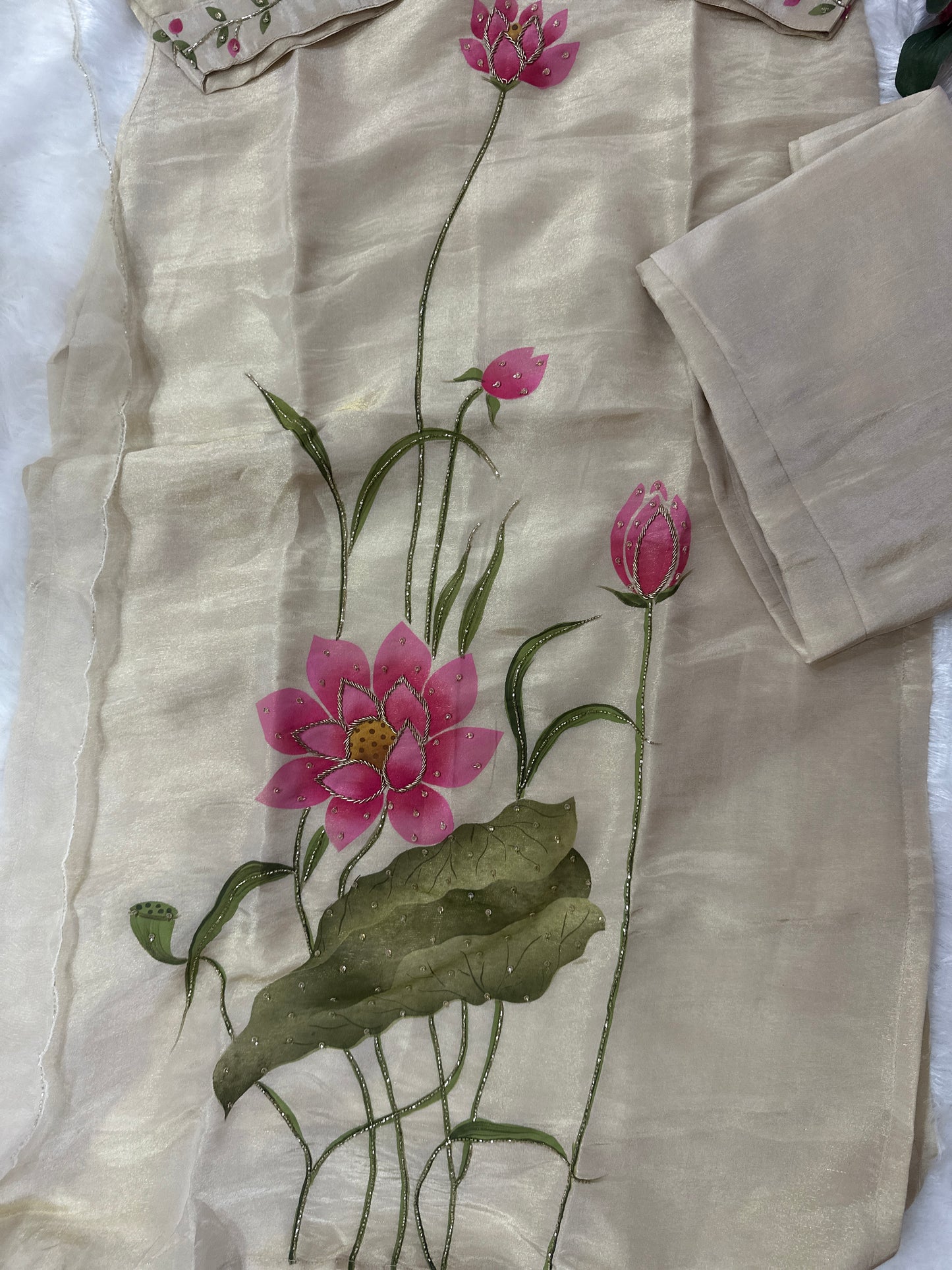 Hand-Painted Silk Kurta Set