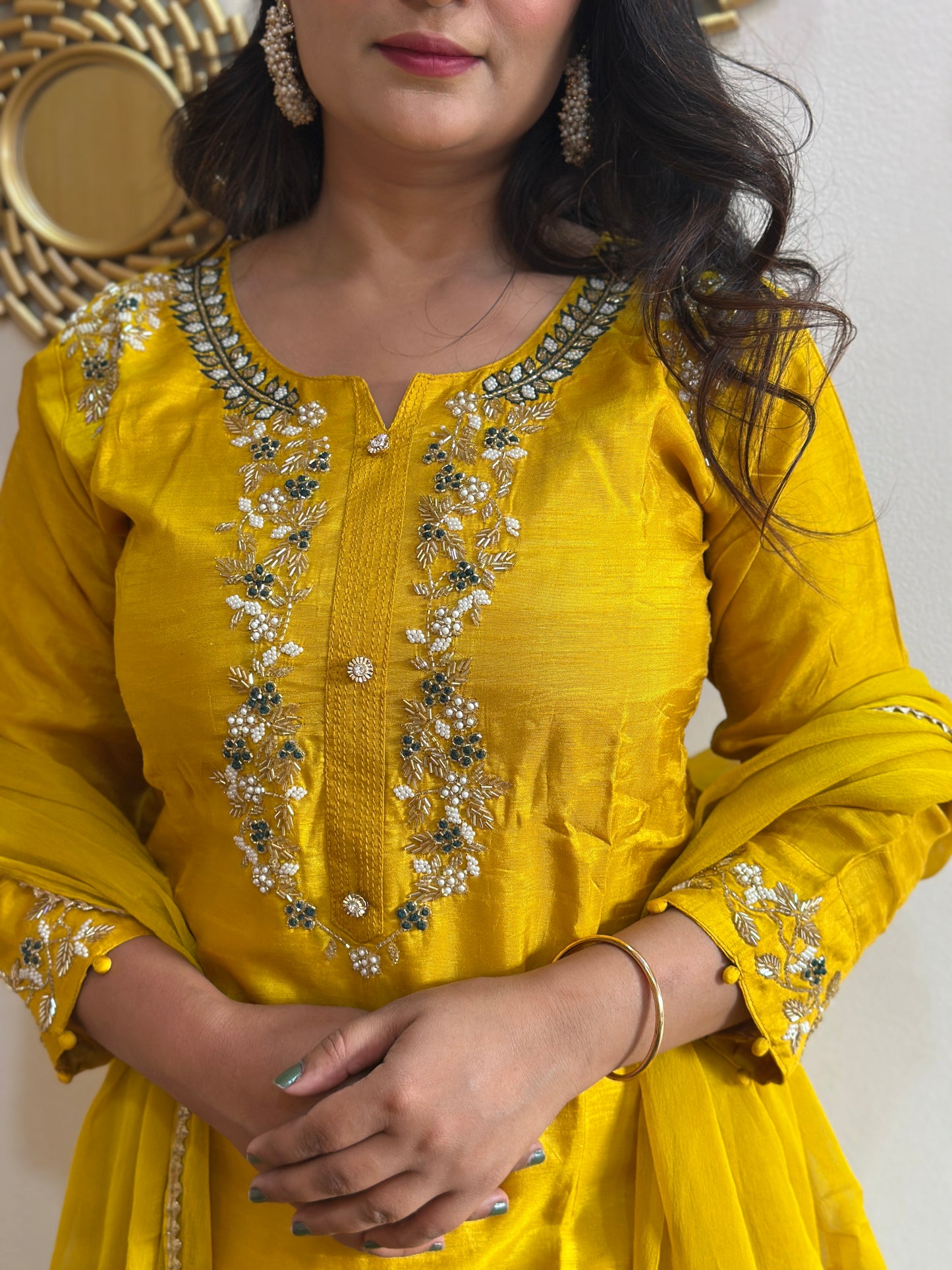 Handwork embroidered kurti set