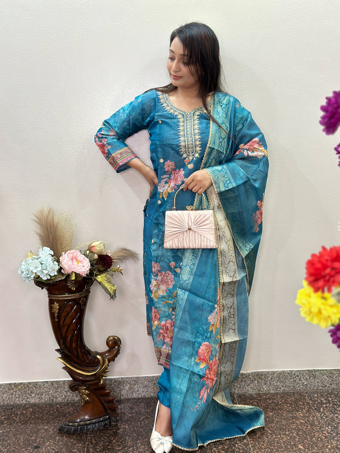Floral Organza Kurta Set