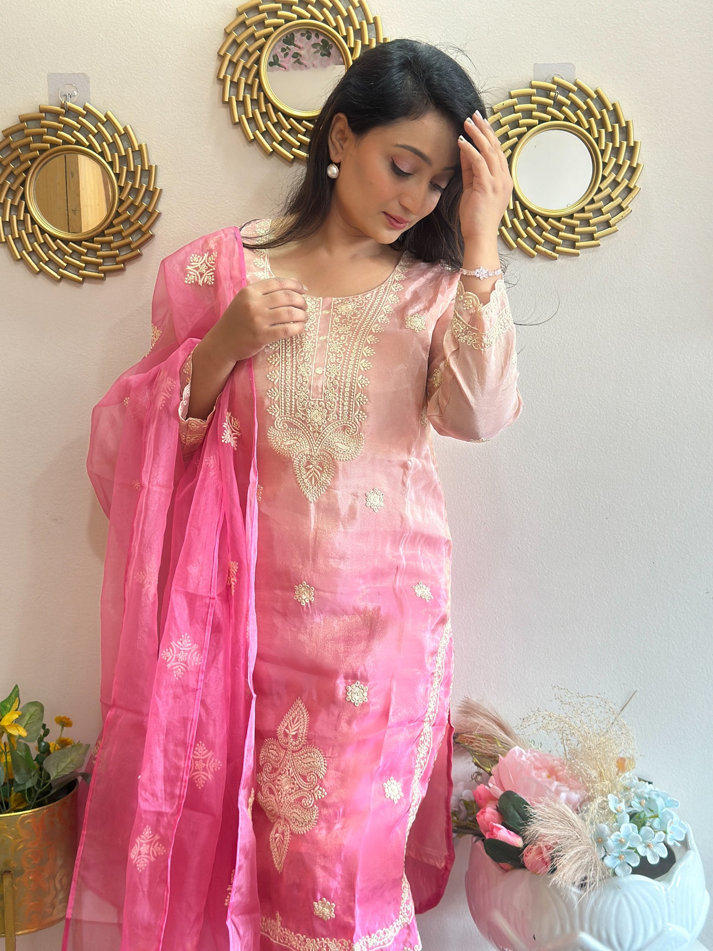 Women’s Ombré Organza Pakistani Kurta Set