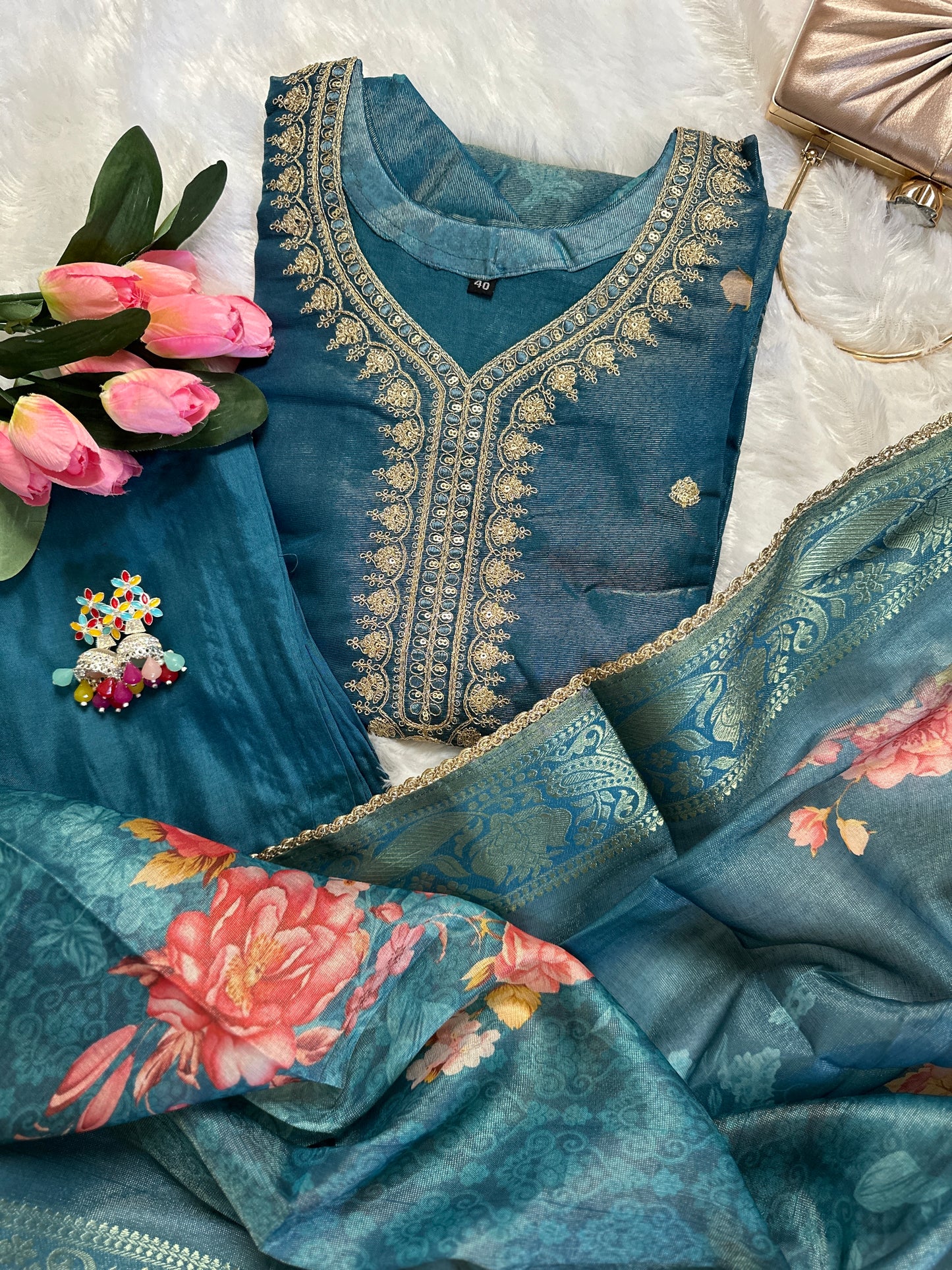 Floral Organza Kurta Set