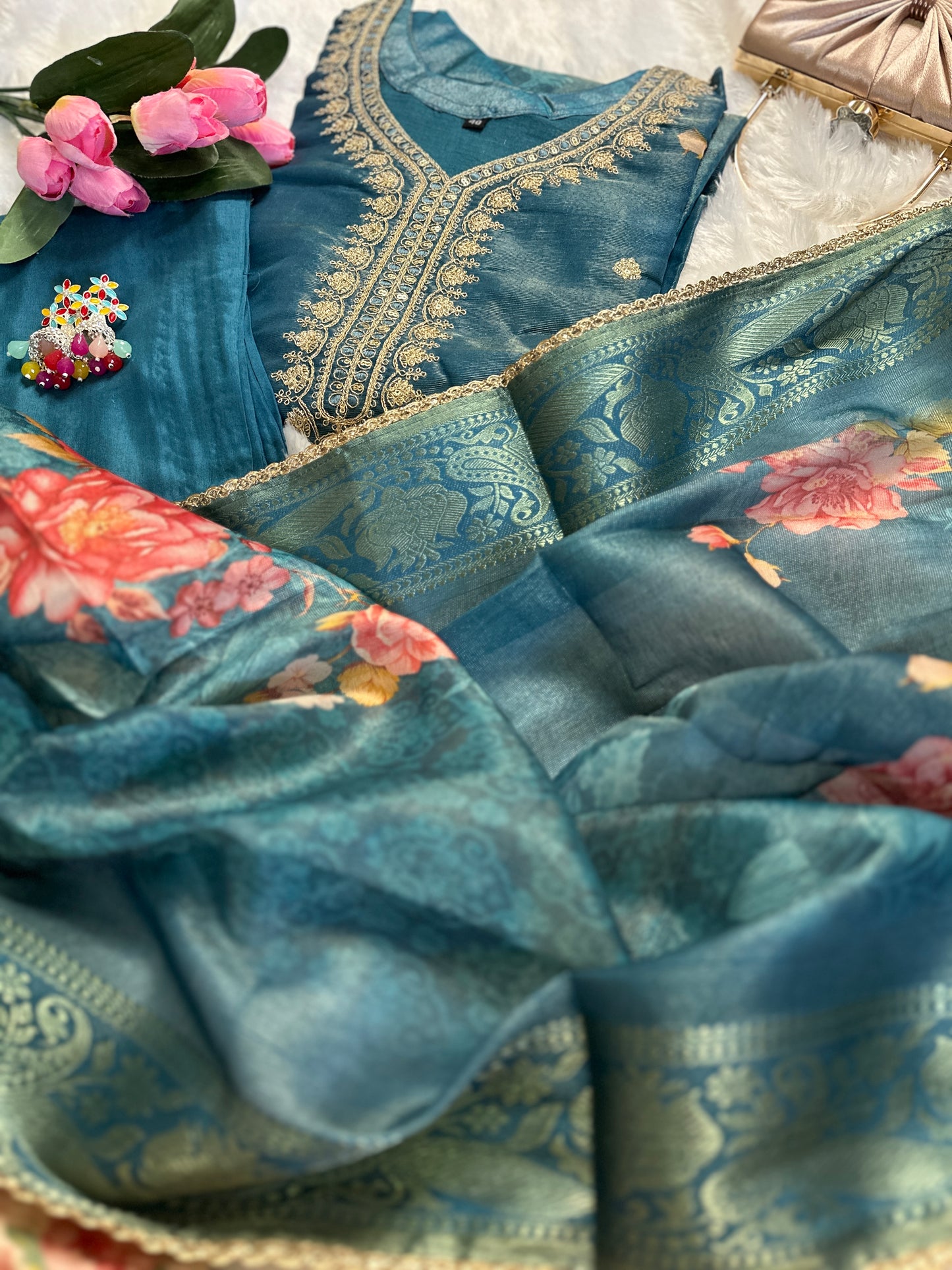 Floral Organza Kurta Set