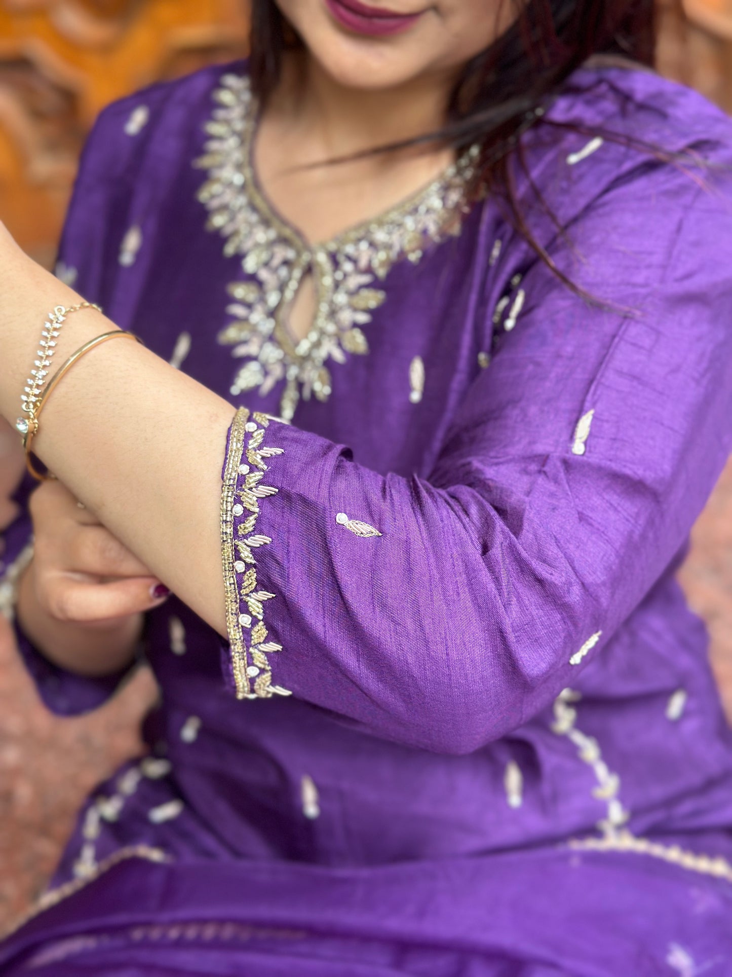 Heavy Embroidered Purple Suit