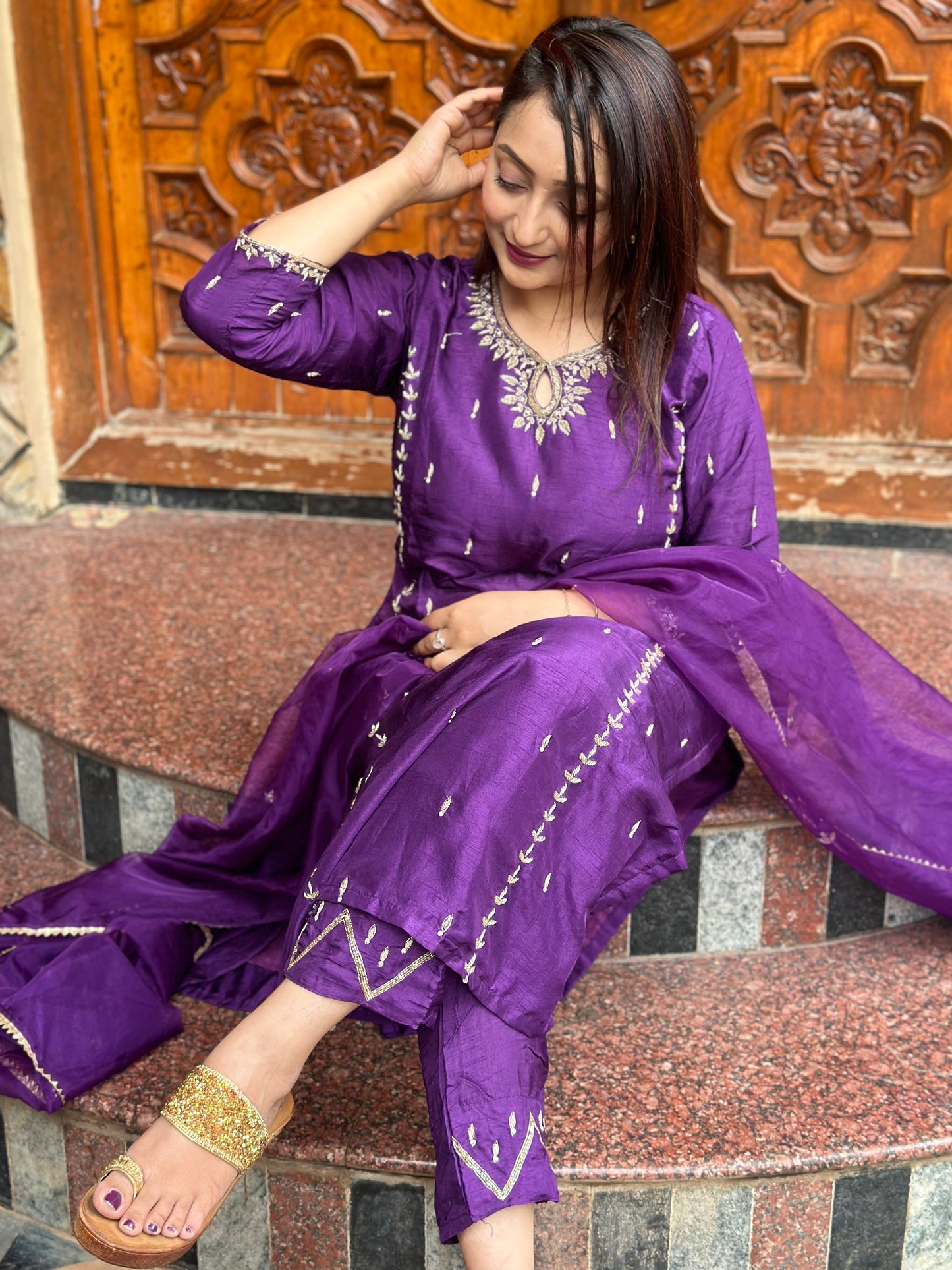Heavy Embroidered Purple Suit