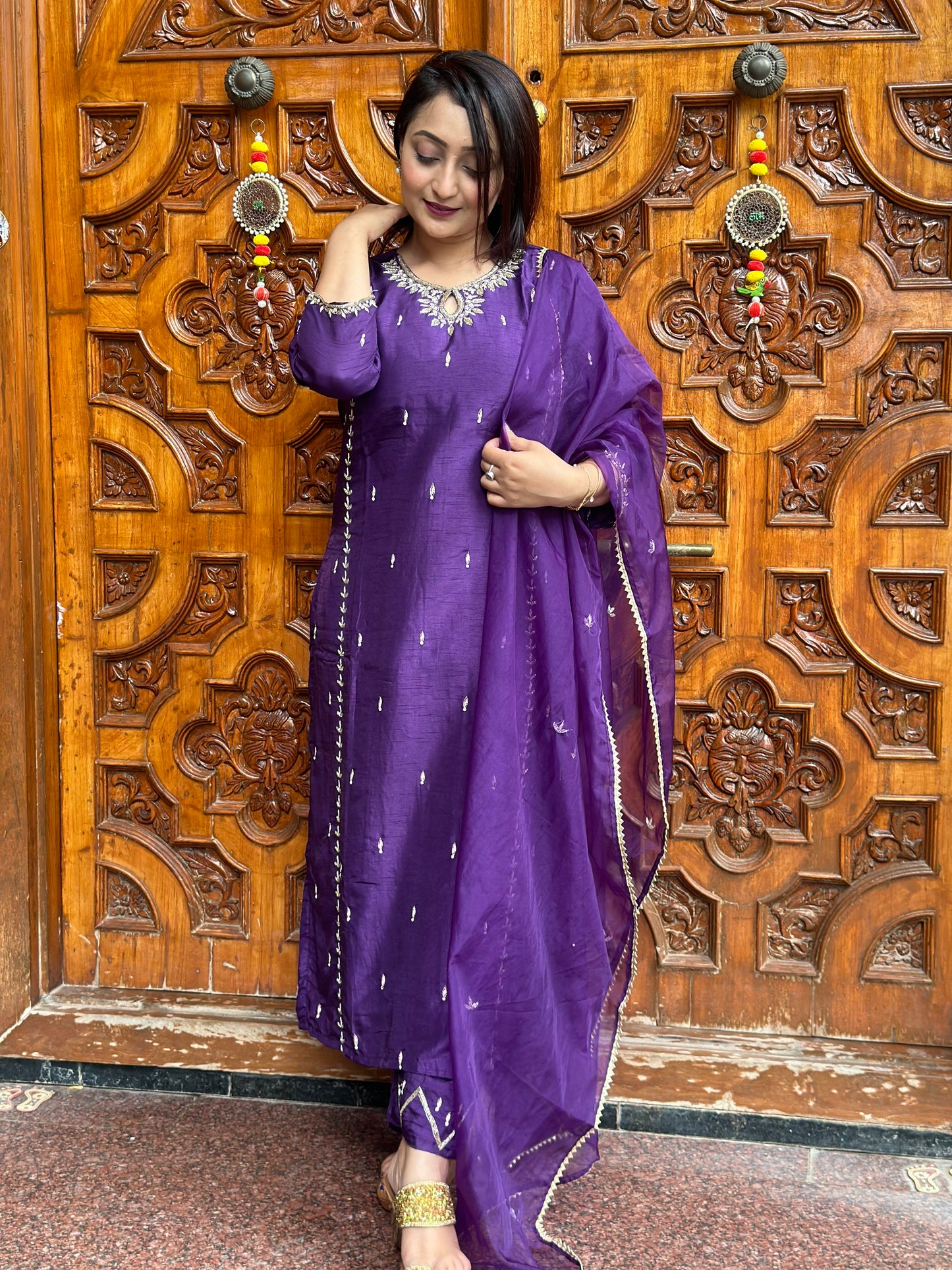 Heavy Embroidered Purple Suit