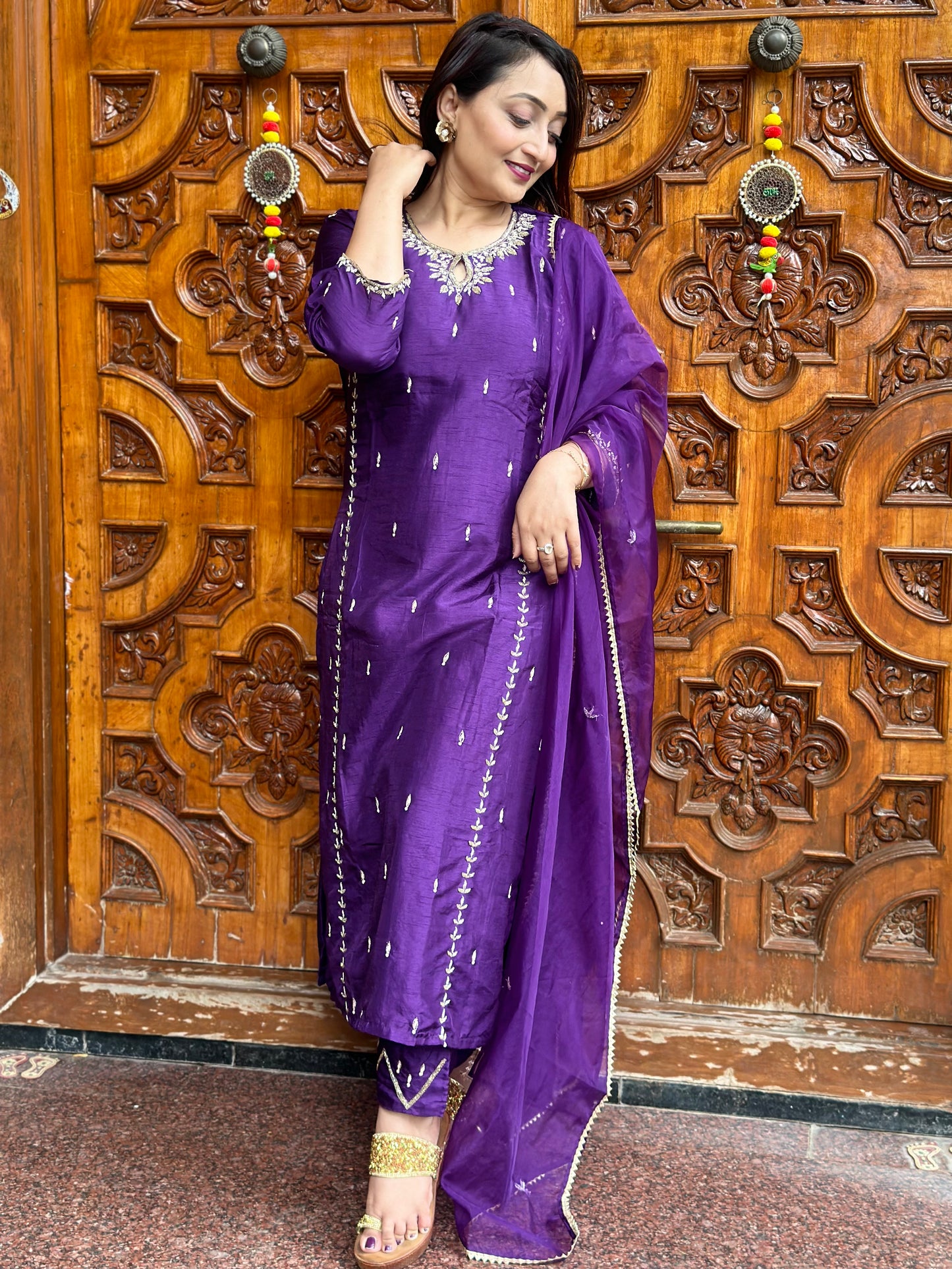 Heavy Embroidered Purple Suit