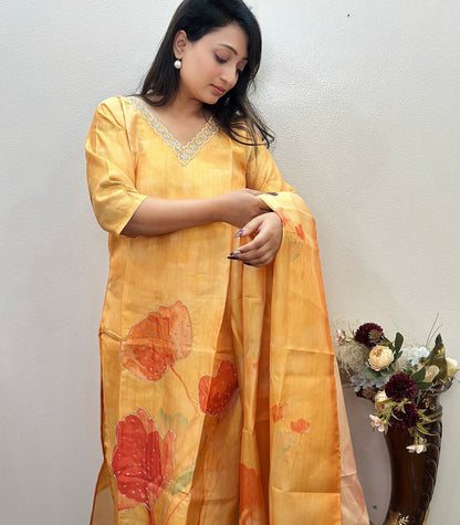 vibrant vibes of a sunset stunning kurta set with embroidery