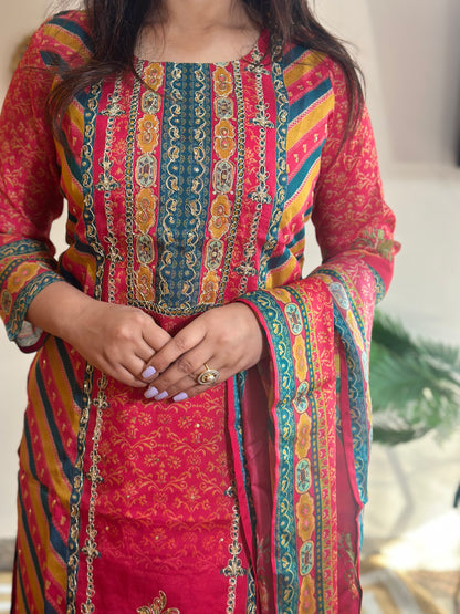 Viscose Organza Jaipuri Kurta Set