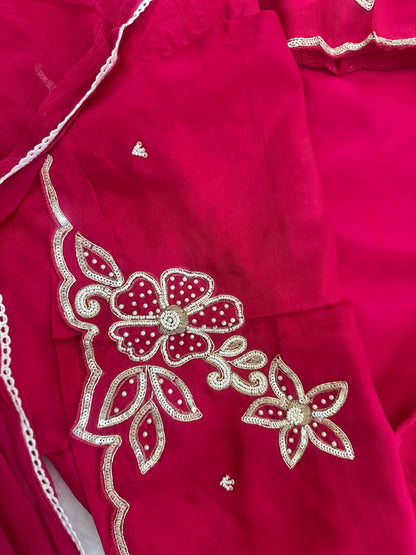 Embroidered Dola Silk Kurta Set