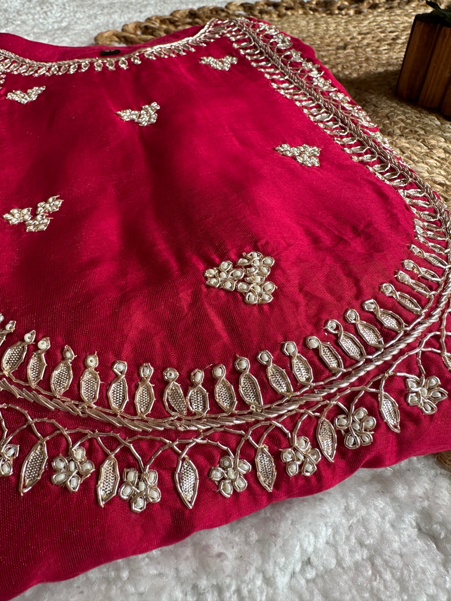 Festive Red Embroidered Silk Set