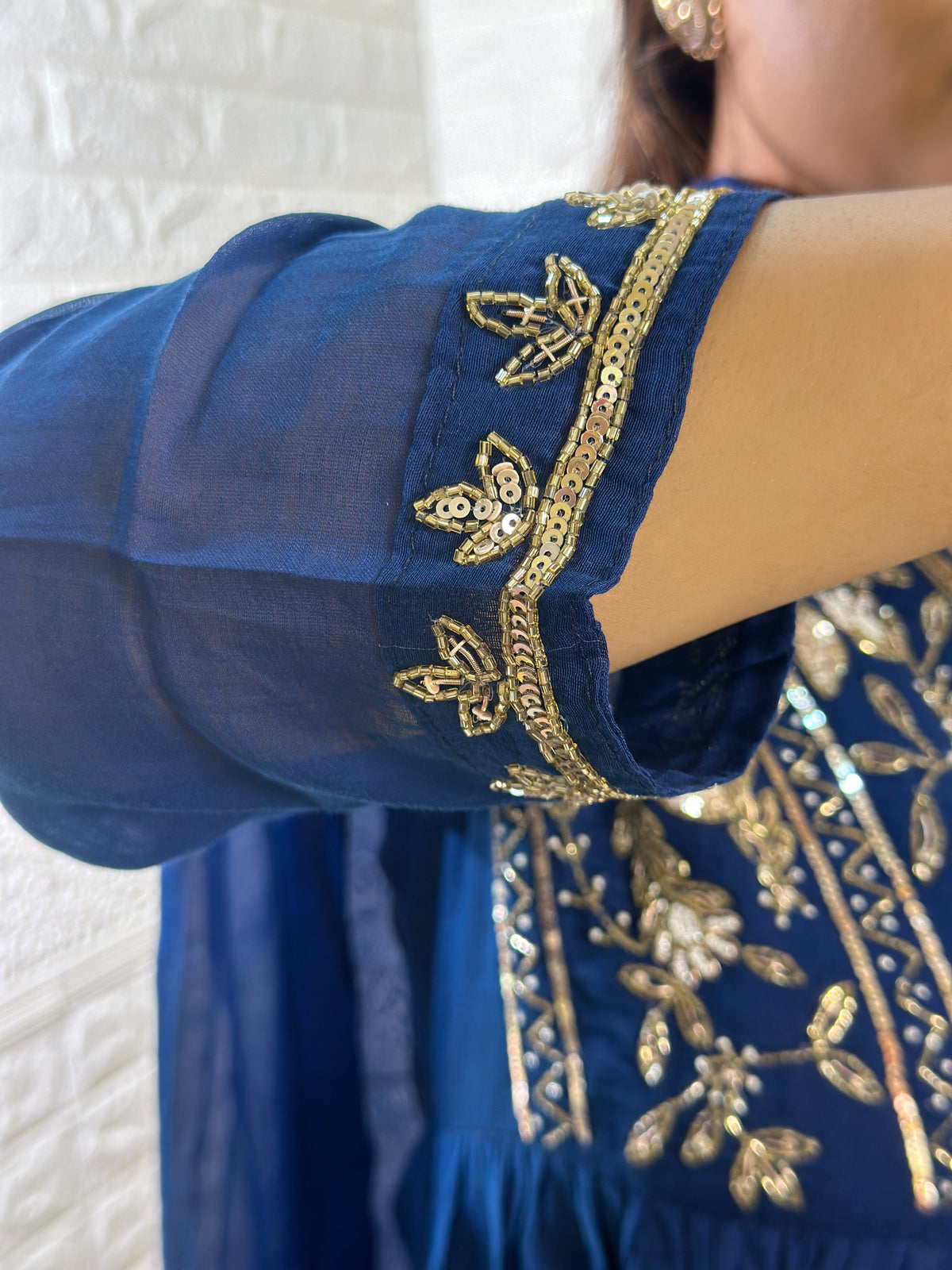 Embroidered Mul Chanderi Aline Kurta Set With Dupatta