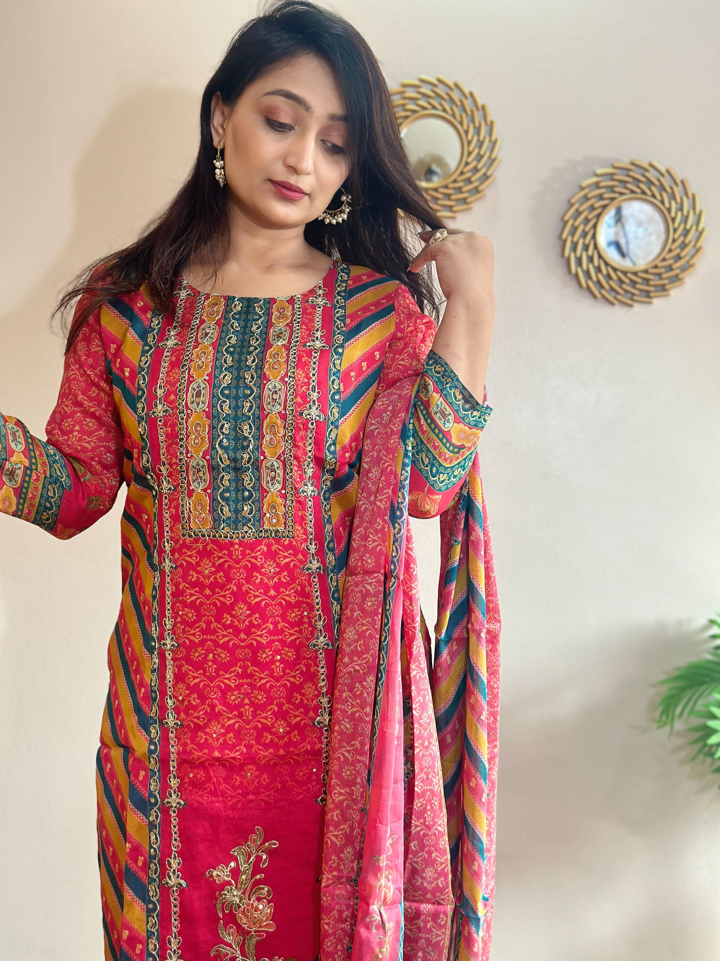 Viscose Organza Jaipuri Kurta Set