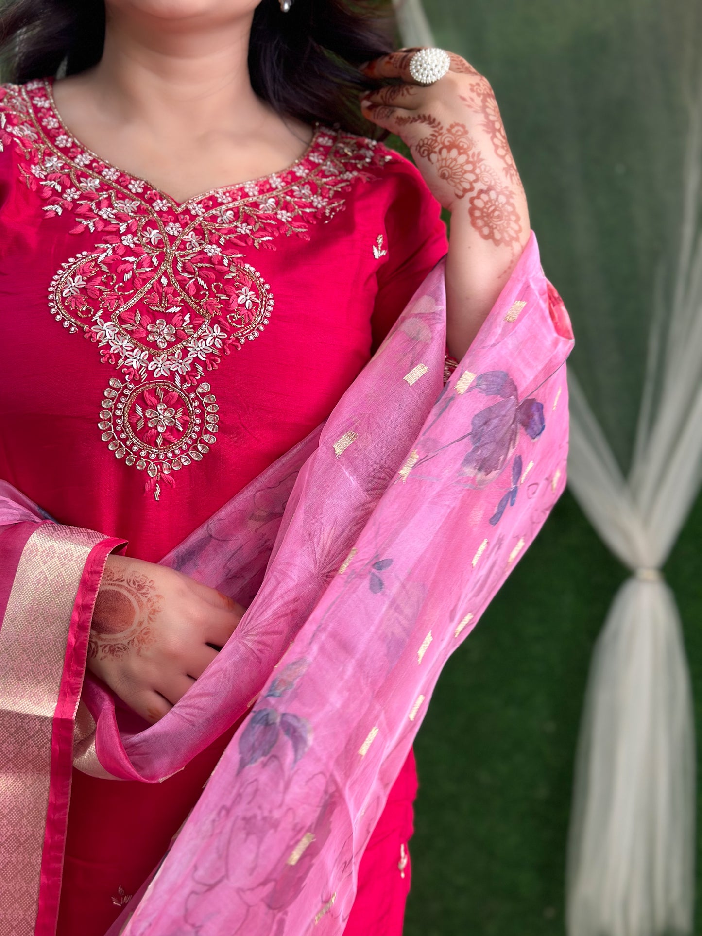 Pink Embroidered Kurta Set