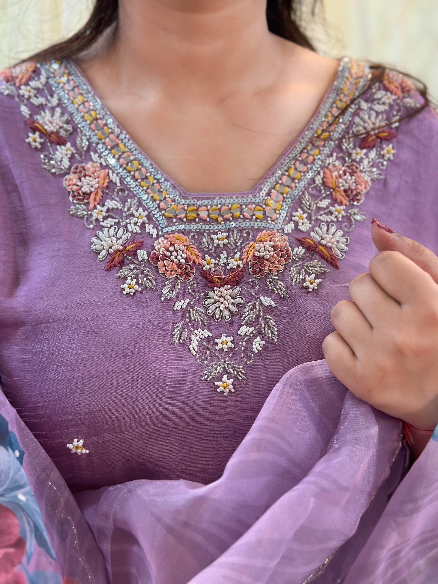 Lavish Lavender Embroidered Kurta Set