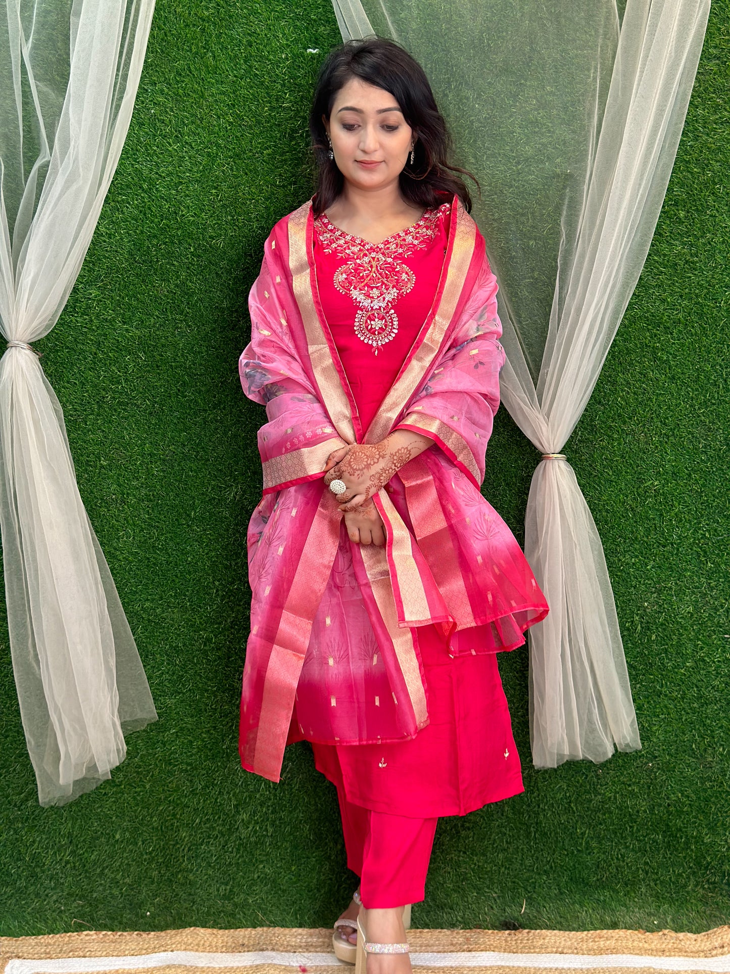 Pink Embroidered Kurta Set