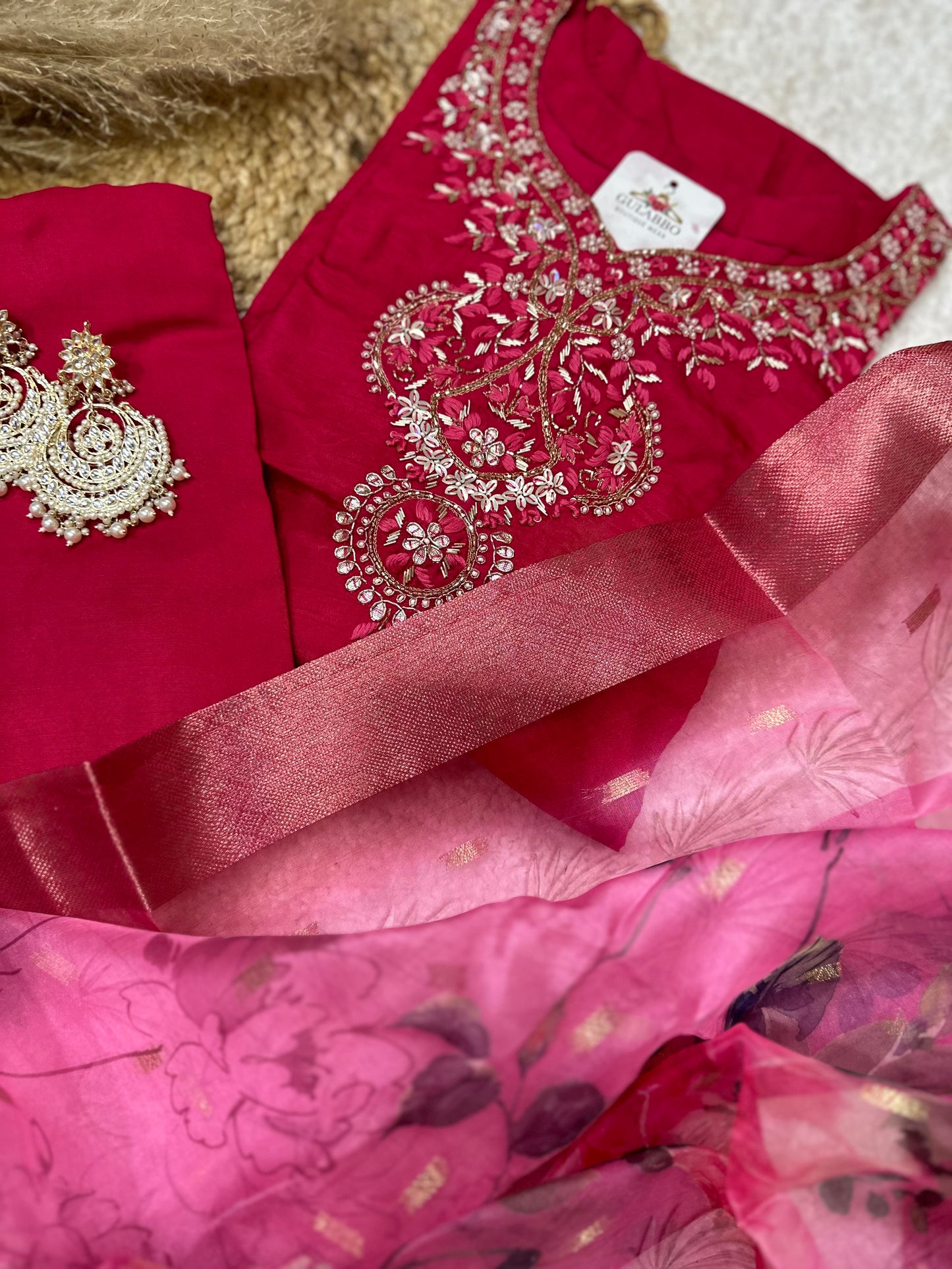 Pink Embroidered Kurta Set