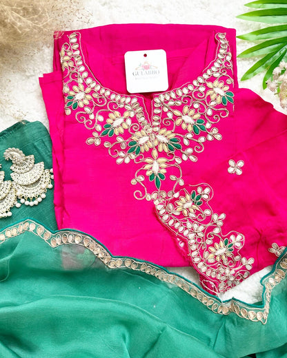 Gotta Patti Embroidered Silk Set