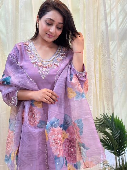 Lavish Lavender Embroidered Kurta Set