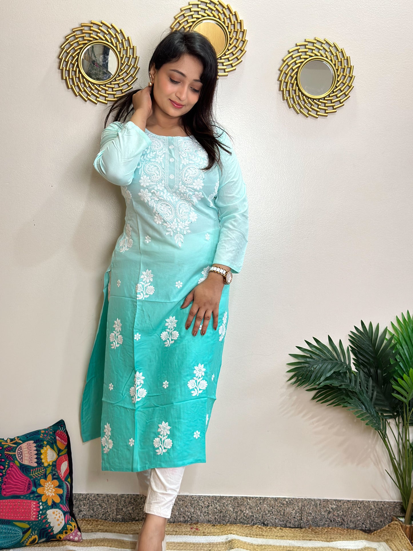 Ombré Cotton Chikankari Kurti