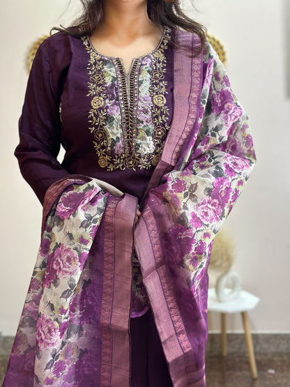 Dola Silk Kurta Set with beautiful floral dupatta