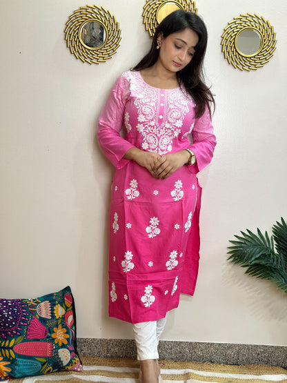 Ombré Cotton Chikankari Kurti