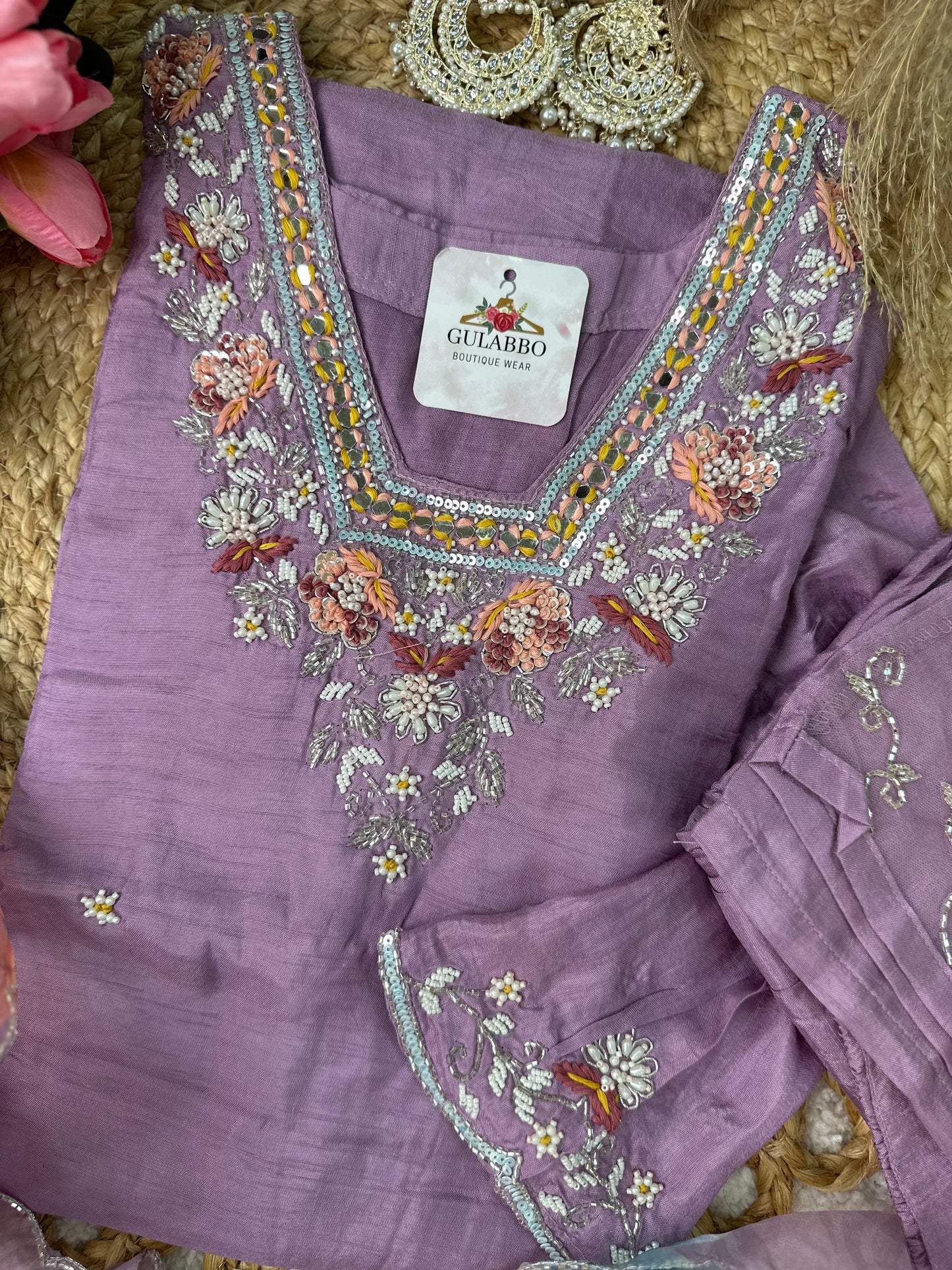 Lavish Lavender Embroidered Kurta Set