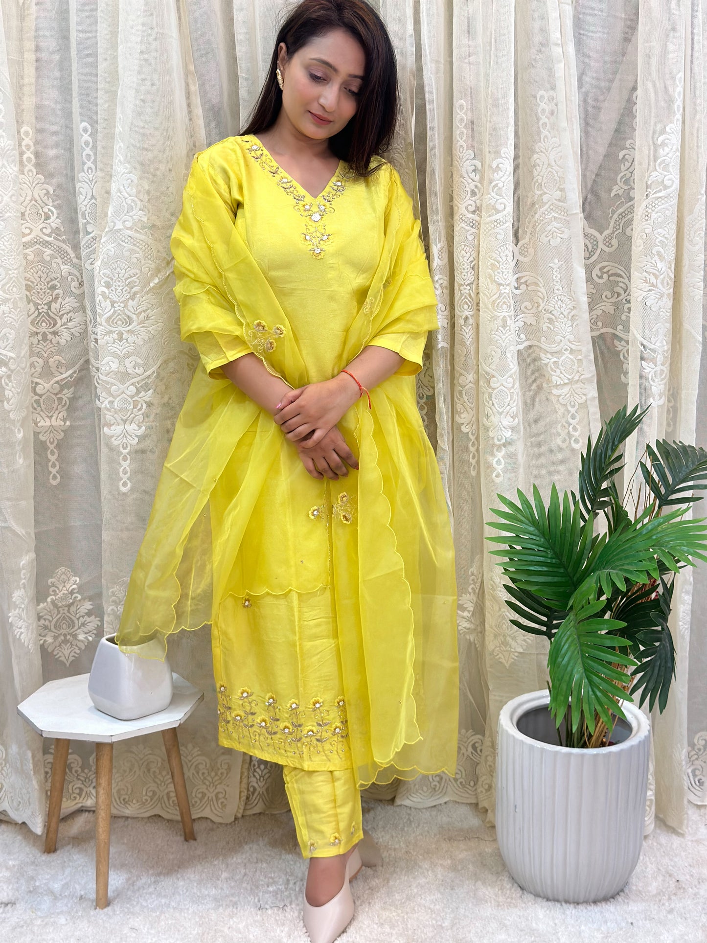 Lemon Embroidered Kurta Set