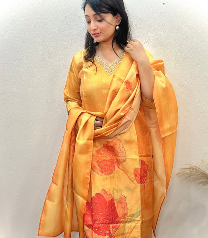 vibrant vibes of a sunset stunning kurta set with embroidery