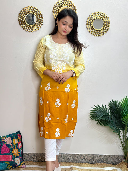 Ombré Cotton Chikankari Kurti