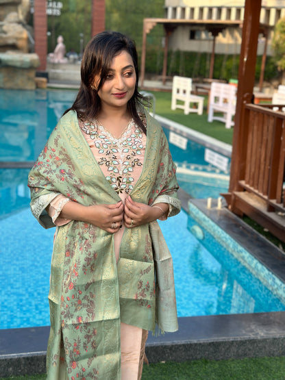 Floral Embroidered Silk Kurta Set