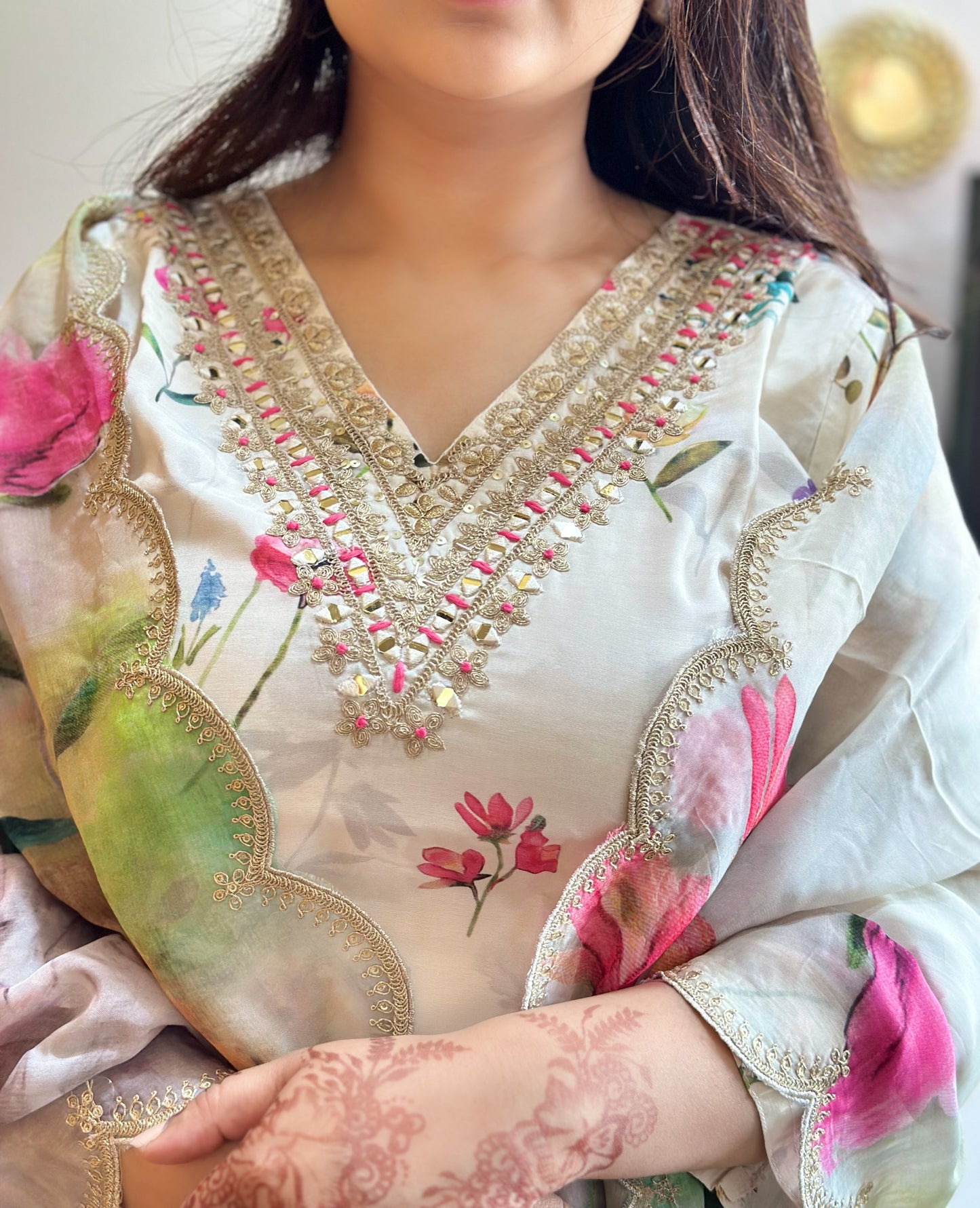 Pure muslin floral Kurta Set