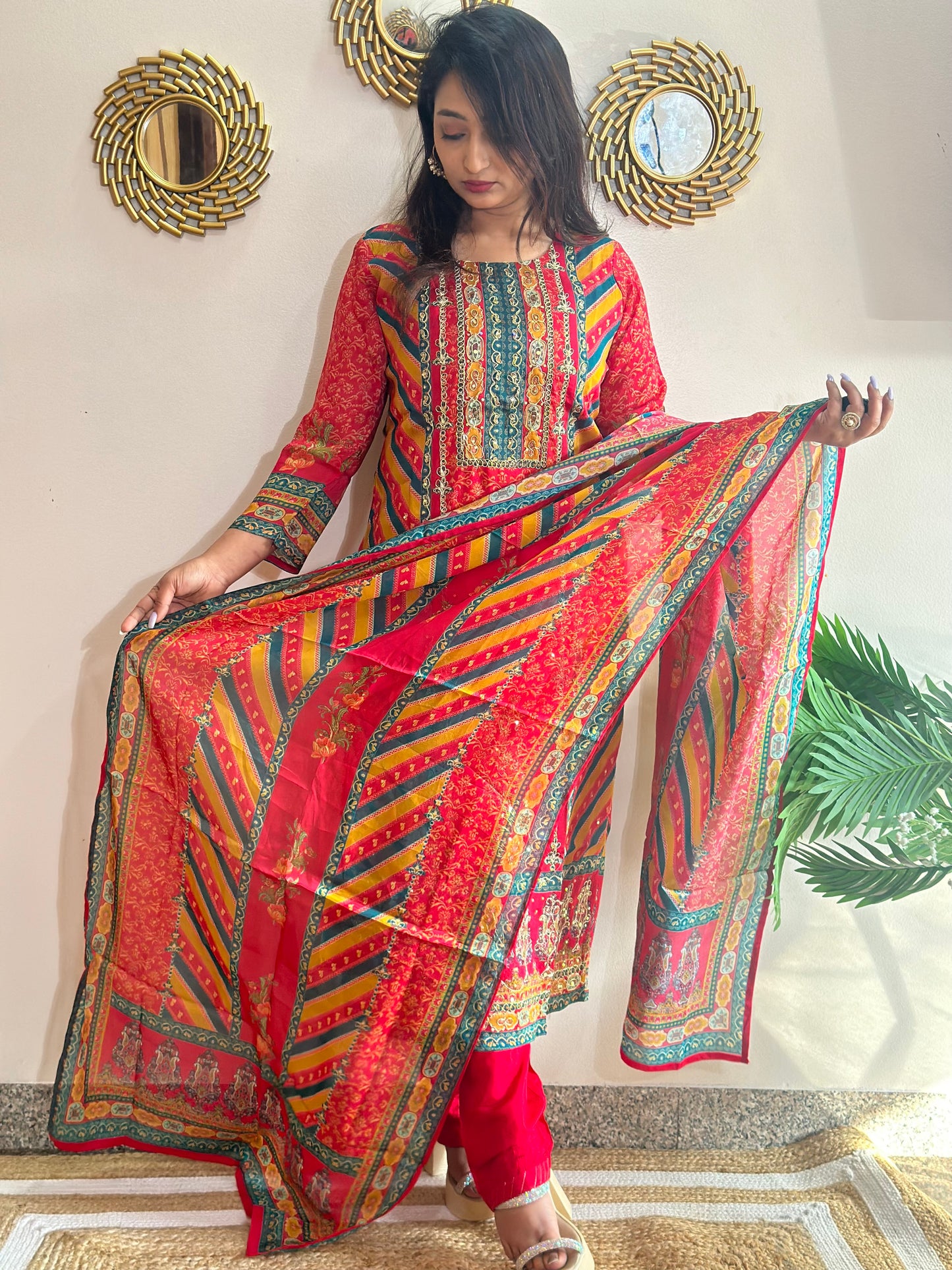 Viscose Organza Jaipuri Kurta Set