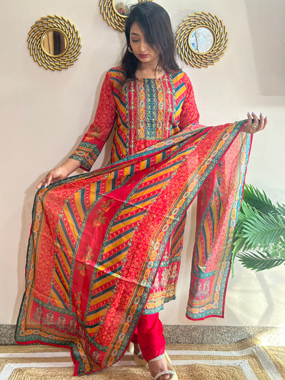 Viscose Organza Jaipuri Kurta Set