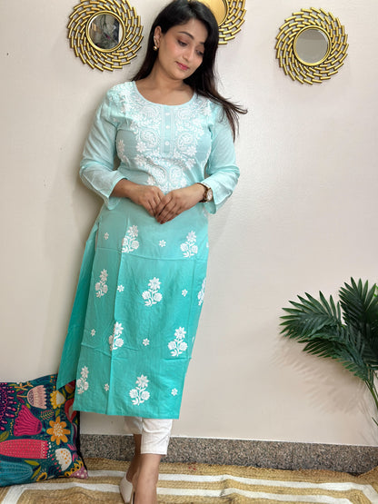 Ombré Cotton Chikankari Kurti