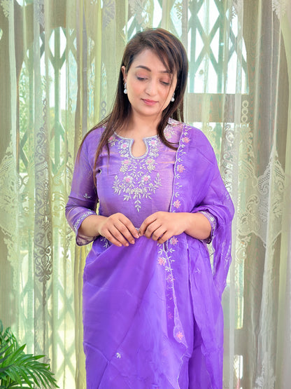 Lavender Tissue Silk Kurta Set