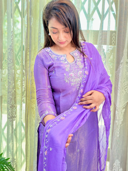 Lavender Tissue Silk Kurta Set