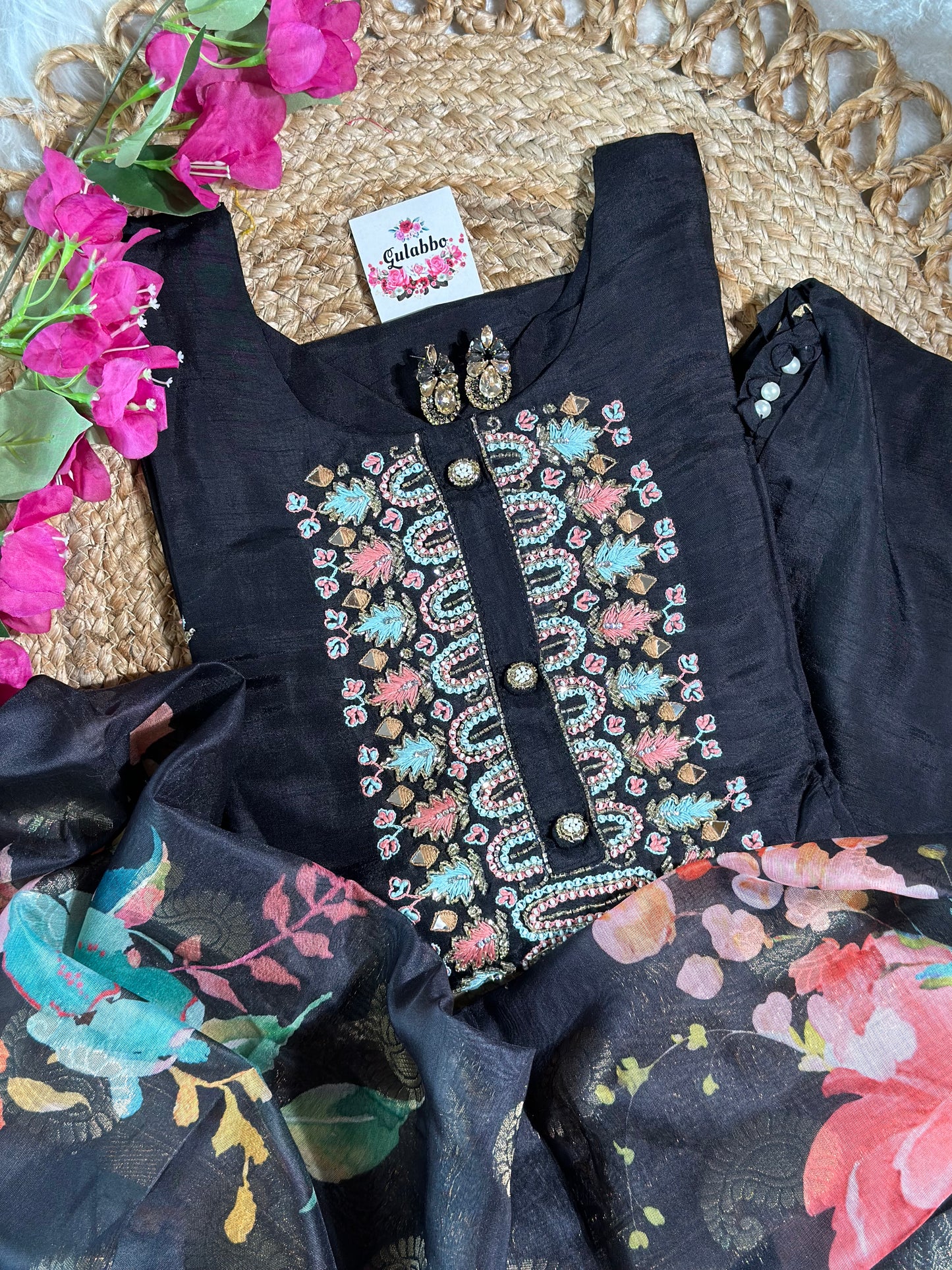 Black Embroidered Kurta Set