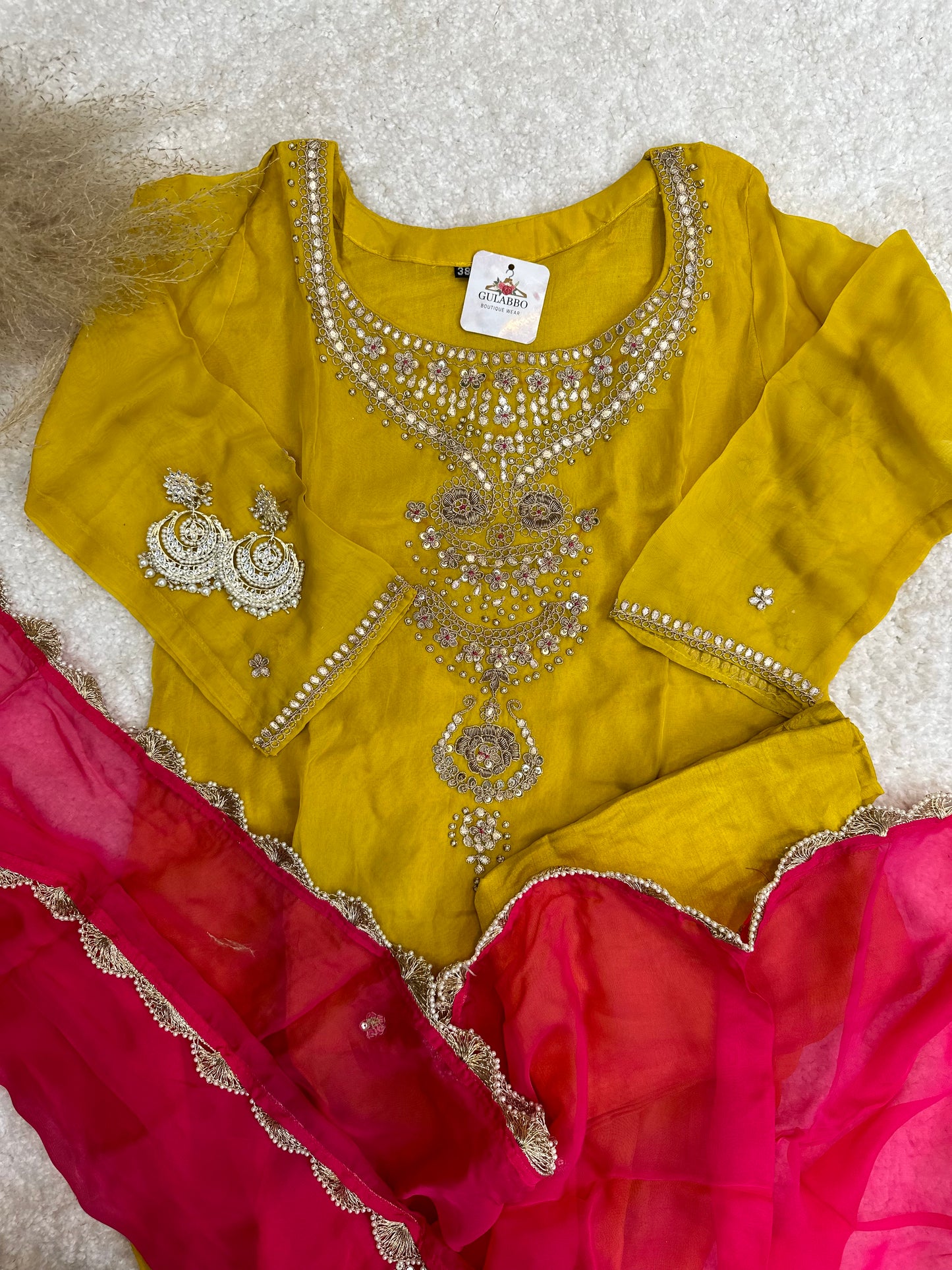 Embroidered Chinon Kurta Set