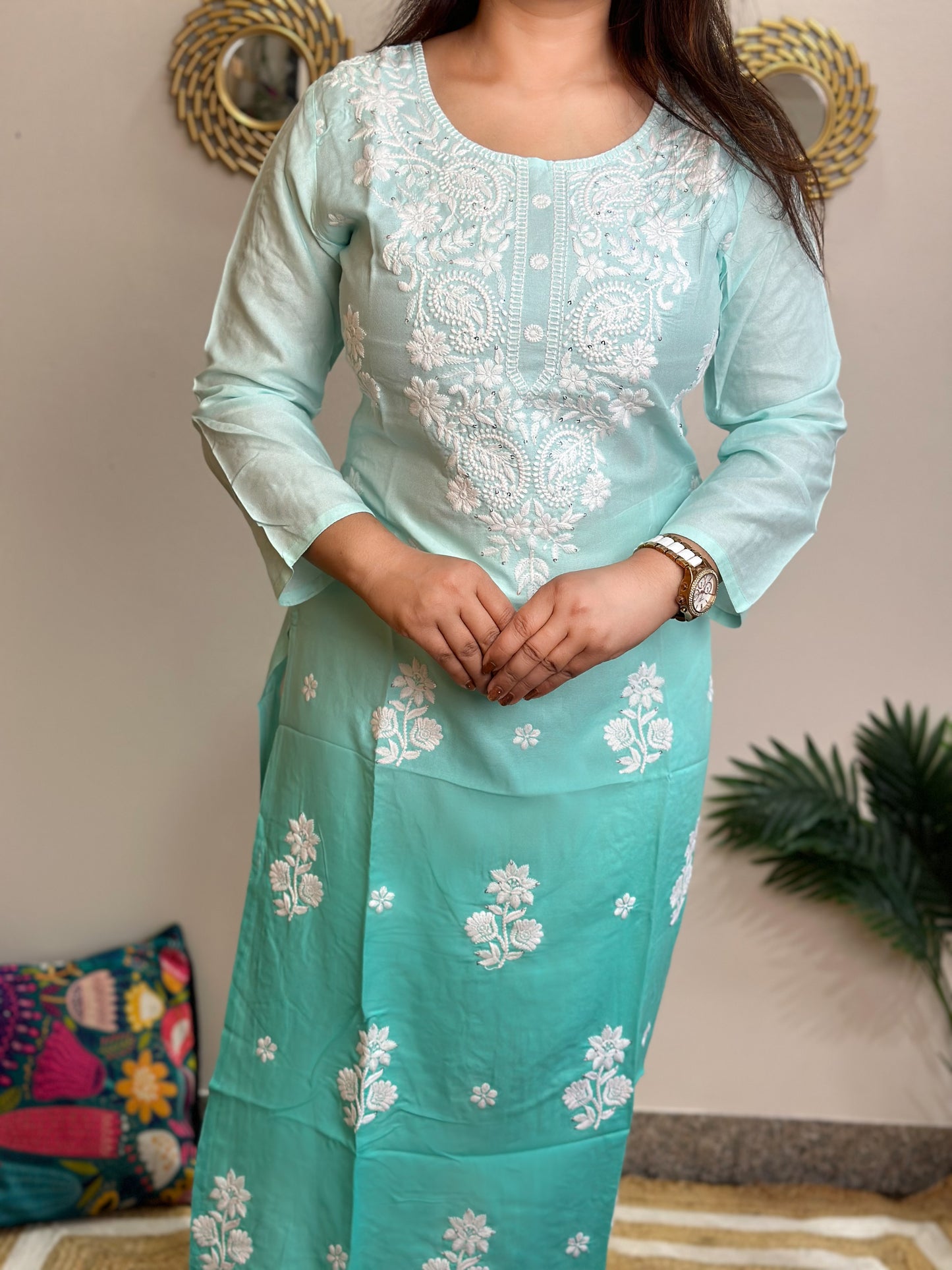 Ombré Cotton Chikankari Kurti