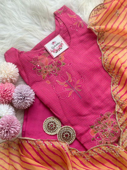 Pink Suit With lehriya Dupatta no