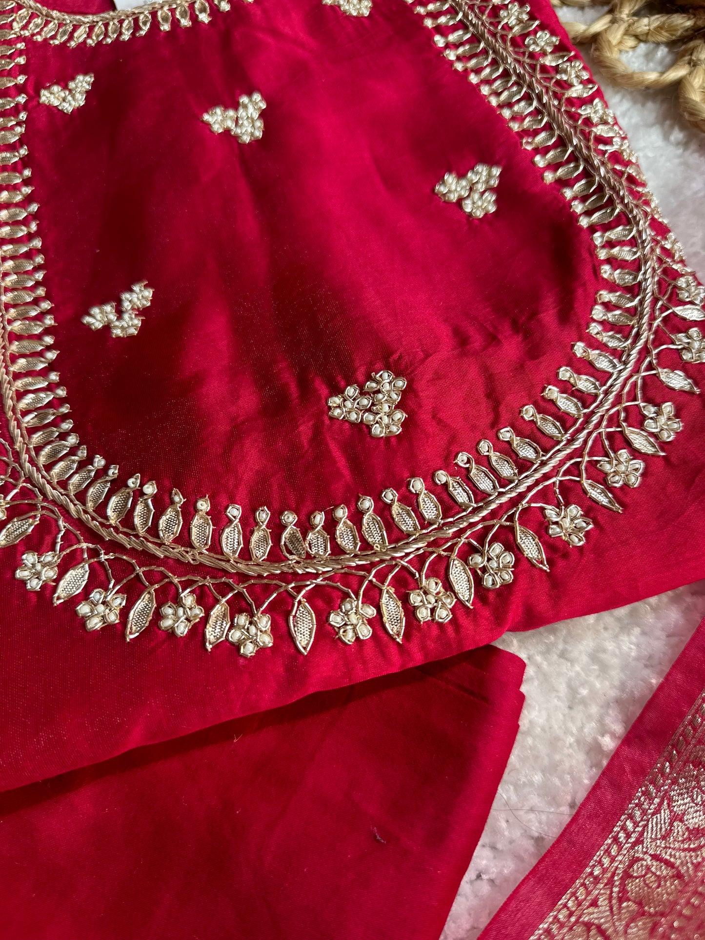 Festive Red Embroidered Silk Set