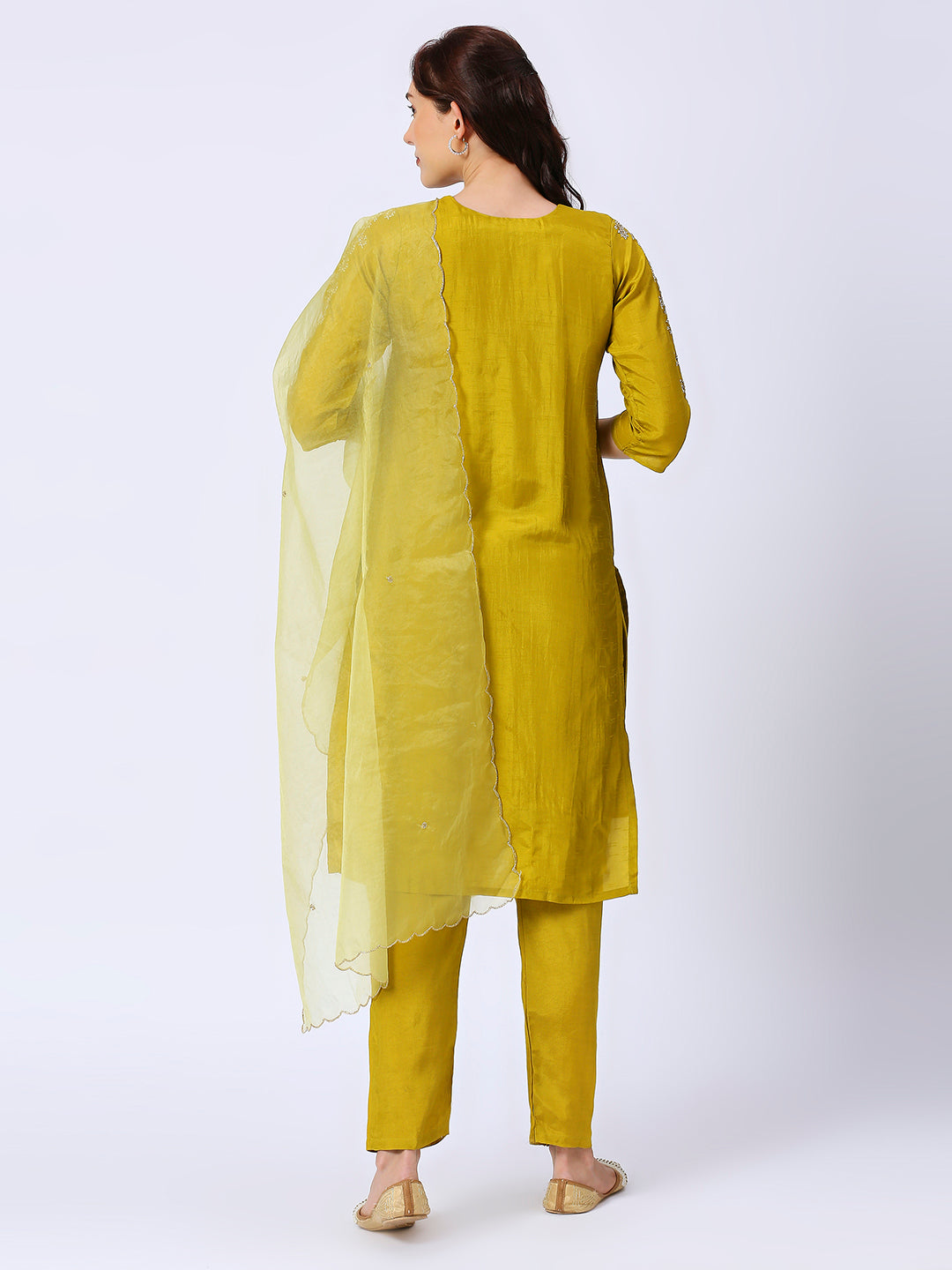 Embroidered Kurti With Organza Dupatta