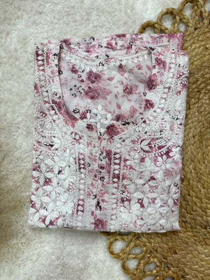 Floral Cotton Chikankari Kurti