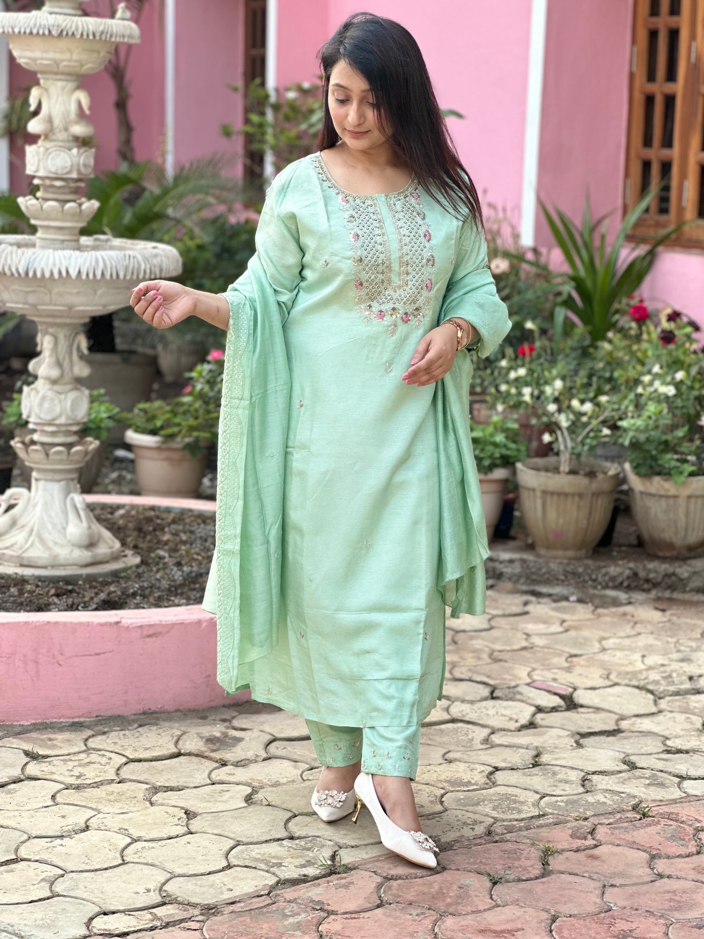 Sea Green Silk Set